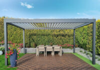 Pergola NUUN ECO: nowoczesne, w pełni zautomatyzowane zadaszenie tarasu, dostępne w ofercie Aliplast