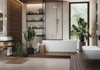 W łazience ze strefą wanny i natrysku